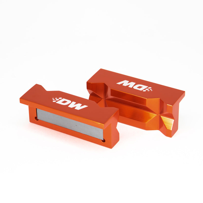 DeatschWerks 4in. Aluminum Soft Jaws w/ Magnet - Orange Anodized DeatschWerks 4in. Aluminum Soft Jaws w/ Magnet - Orange Anodized