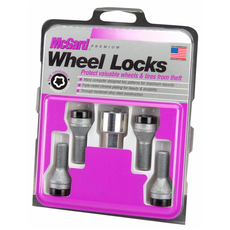 McGard Wheel Lock Bolt Set - 4pk. (Cone Seat) M12X1.25 / 19mm Hex / 25.6mm Shank Length - Black McGard Wheel Lock Bolt Set - 4pk. (Cone Seat) M12X1.25 / 19mm Hex / 25.6mm Shank Length - Black