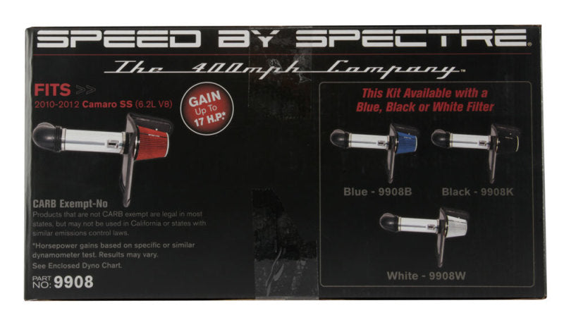 Spectre 10-12 Chevy Camaro V8-6.2L F/I Air Intake Kit - Clear Anodized w/Red Filter Spectre 10-12 Chevy Camaro V8-6.2L F/I Air Intake Kit - Clear Anodized w/Red Filter
