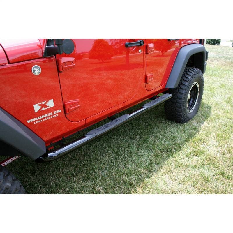 Rugged Ridge 3-In Round Side Steps Black 07-18 4-Door Jeep Wrangler Rugged Ridge 3-In Round Side Steps Black 07-18 4-Door Jeep Wrangler