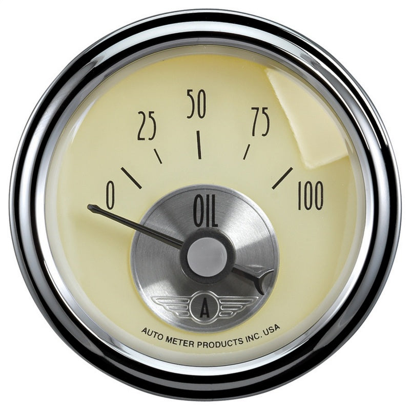 Autometer Prestige Series 2-1/16in 100 PSI Oil Presse Gauge (Antique Ivory) Autometer Prestige Series 2-1/16in 100 PSI Oil Presse Gauge (Antique Ivory)