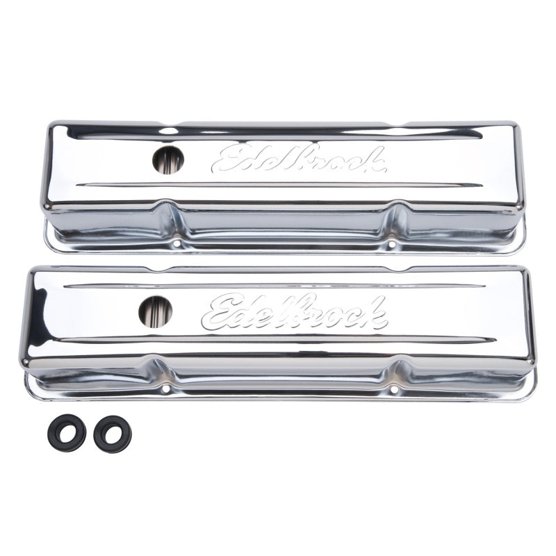 Edelbrock Valve Cover Signature Series Chevrolet 1959-1986 262-400 CI V8 Tall Chrome Edelbrock Valve Cover Signature Series Chevrolet 1959-1986 262-400 CI V8 Tall Chrome