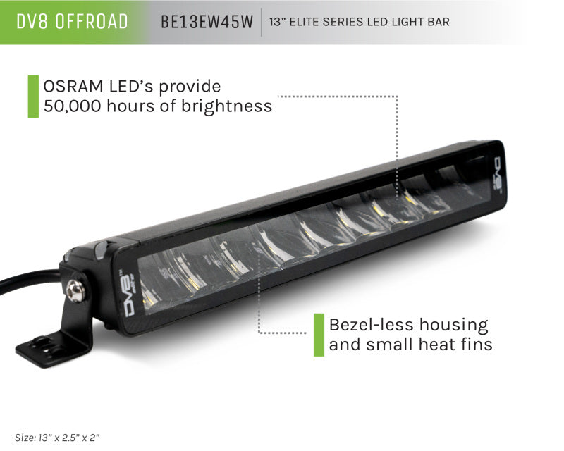 DV8 Offroad Elite Series 13in Light Bar 45W Flood/Spot LED DV8 Offroad Elite Series 13in Light Bar 45W Flood/Spot LED