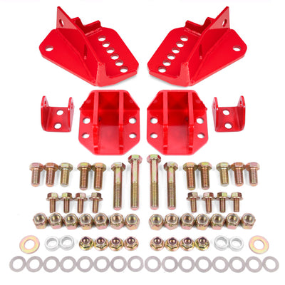 BMR 64-72 GM A-Body Coilover Conversion Kit Rear Adjust Shock Mt w/o CAB - Red