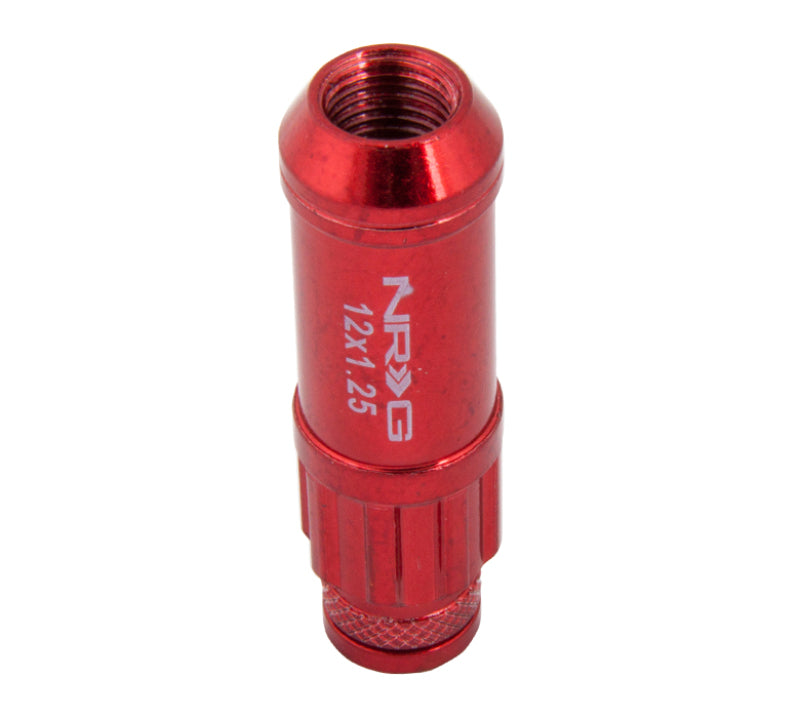 NRG 700 Series M12 X 1.25 Steel Lug Nut w/Dust Cap Cover Set 21 Pc w/Locks & Lock Socket - Red NRG 700 Series M12 X 1.25 Steel Lug Nut w/Dust Cap Cover Set 21 Pc w/Locks & Lock Socket - Red