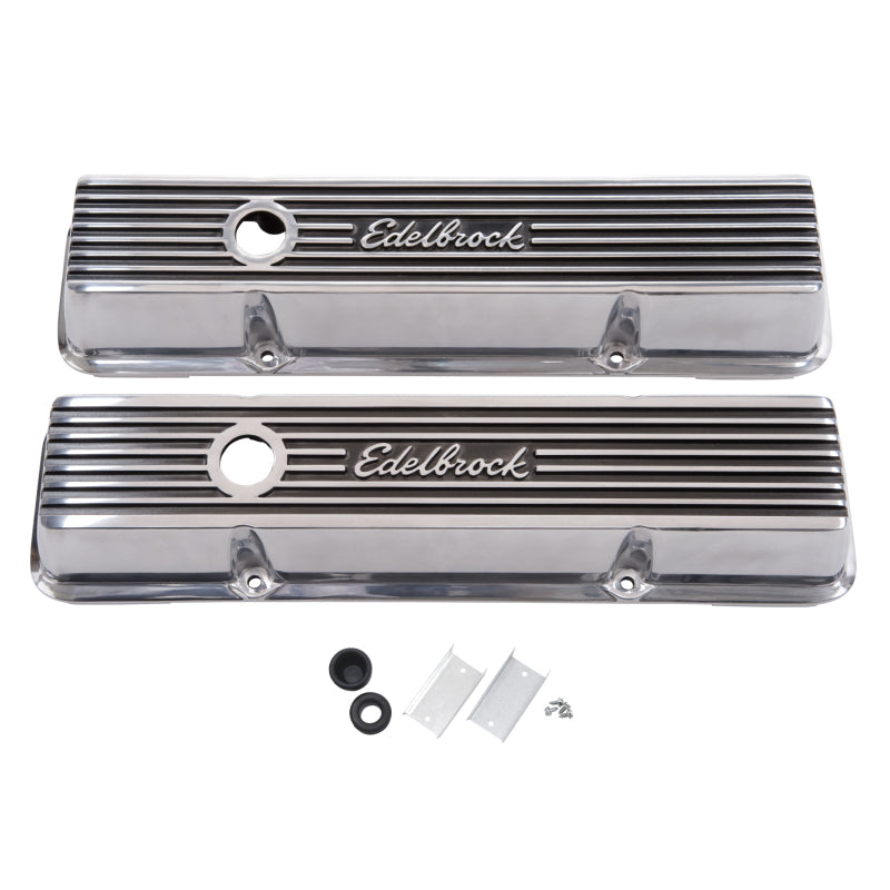 Edelbrock Valve Cover Elite II Series Chevrolet 1959-1986 262-400 CI V8 Tall Polished Edelbrock Valve Cover Elite II Series Chevrolet 1959-1986 262-400 CI V8 Tall Polished
