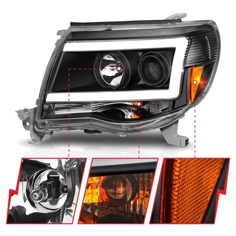 ANZO 05-09 Toyota Tacoma Projector Light Bar Style Headlights w/ C Light Bar ANZO 05-09 Toyota Tacoma Projector Light Bar Style Headlights w/ C Light Bar