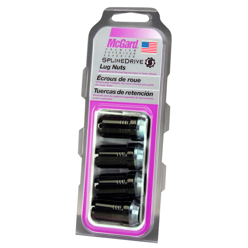 McGard SplineDrive Lug Nut (Cone Seat) 1/2-20 / 1.60in. Length (4-Pack) - Black (Req. Tool) McGard SplineDrive Lug Nut (Cone Seat) 1/2-20 / 1.60in. Length (4-Pack) - Black (Req. Tool)