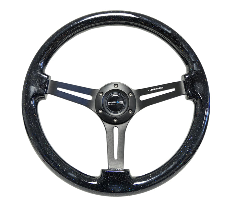 NRG Reinforced Steering Wheel (350mm / 3in. Deep) Black Multi Color Flake Wood w/ Black Matte Center NRG Reinforced Steering Wheel (350mm / 3in. Deep) Black Multi Color Flake Wood w/ Black Matte Center