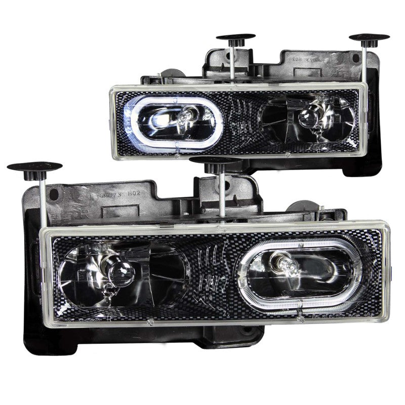 ANZO 1988-1998 Chevrolet C1500 Crystal Headlights Carbon w/ Halo ANZO 1988-1998 Chevrolet C1500 Crystal Headlights Carbon w/ Halo