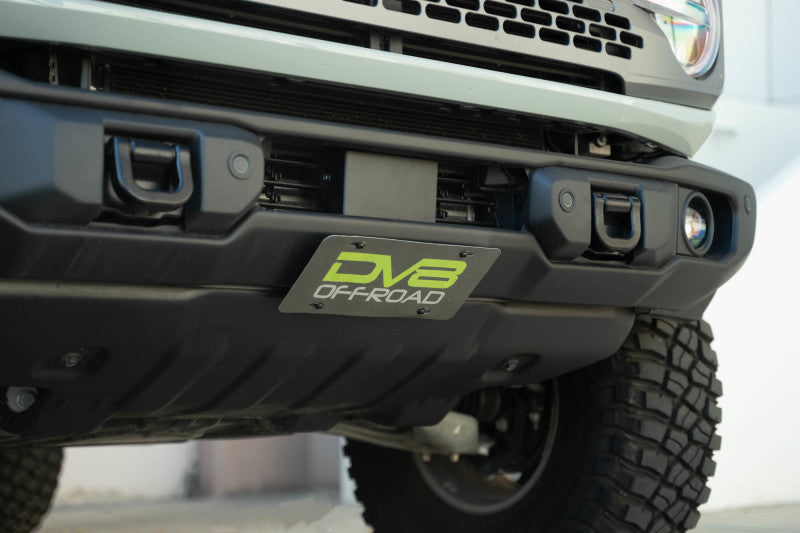 DV8 Offroad 2021 Ford Bronco Capable Bumper Slanted Front License Plate Mount DV8 Offroad 2021 Ford Bronco Capable Bumper Slanted Front License Plate Mount