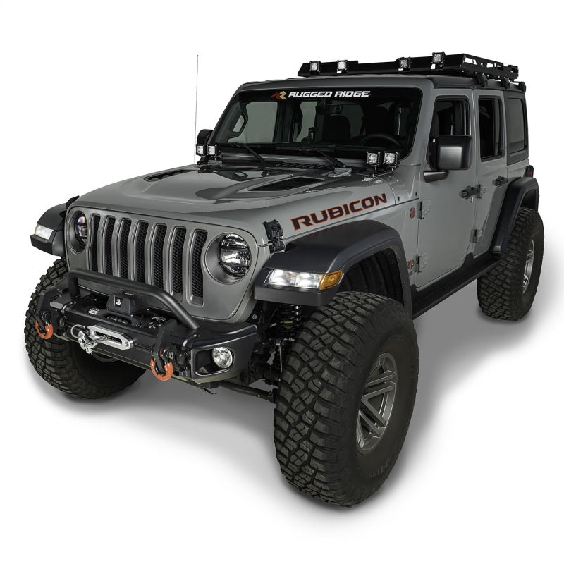 Rugged Ridge Arcus Front Bumper Tube Overrider Black 18-20 Jeep Wrangler JL Rugged Ridge Arcus Front Bumper Tube Overrider Black 18-20 Jeep Wrangler JL