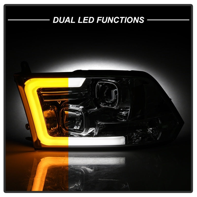 Spyder 09-16 Dodge Ram 1500 Ver 2 Proj Headlight - Light Bar Turn Signal - Chro - PRO-YD-DR09V2-SB-C Spyder 09-16 Dodge Ram 1500 Ver 2 Proj Headlight - Light Bar Turn Signal - Chro - PRO-YD-DR09V2-SB-C