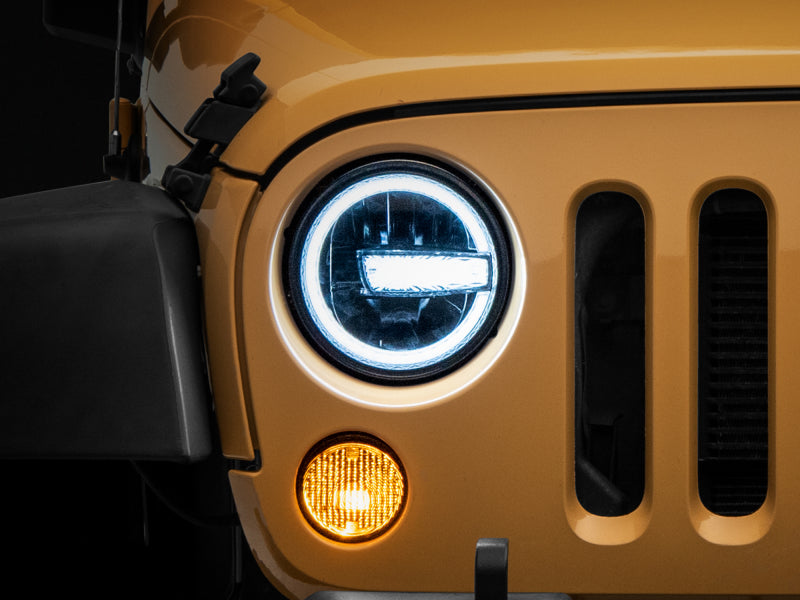 Raxiom 97-18 Jeep Wrangler TJ/JK 7-Inch LED Headlights w/ Halos- Black Housing (Clear Lens) Raxiom 97-18 Jeep Wrangler TJ/JK 7-Inch LED Headlights w/ Halos- Black Housing (Clear Lens)