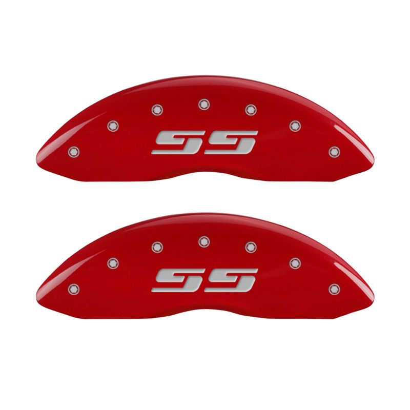 MGP 4 Caliper Covers Engraved Front & Rear Silverado style/SS Red finish silver ch MGP 4 Caliper Covers Engraved Front & Rear Silverado style/SS Red finish silver ch