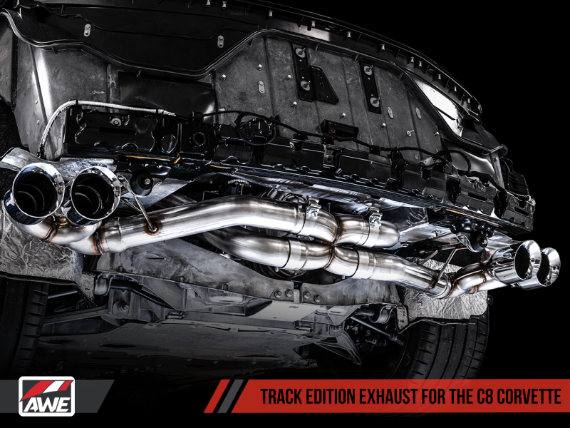 AWE Tuning 2020 Chevrolet Corvette (C8) Track Edition Exhaust - Quad Chrome Silver Tips AWE Tuning 2020 Chevrolet Corvette (C8) Track Edition Exhaust - Quad Chrome Silver Tips