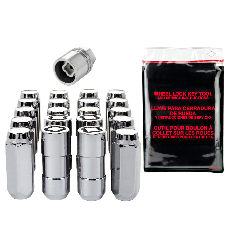 McGard 5 Lug Hex Install Kit w/Locks (Cone Seat Nut) M14X2.0 / 13/16 Hex / 2.25in. Length - Chrome McGard 5 Lug Hex Install Kit w/Locks (Cone Seat Nut) M14X2.0 / 13/16 Hex / 2.25in. Length - Chrome