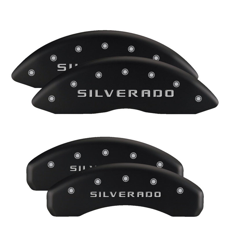 MGP 4 Caliper Covers Engraved Front & Rear With out stripes/Dart Black finish silver ch MGP 4 Caliper Covers Engraved Front & Rear With out stripes/Dart Black finish silver ch