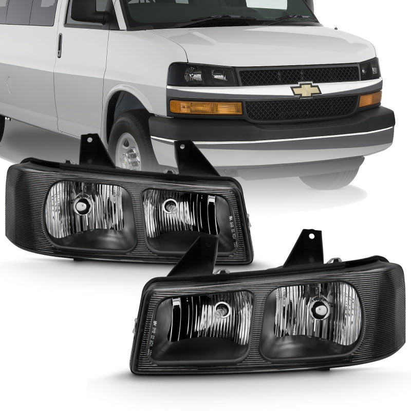 ANZO 2003-2017 Chevy Express Crystal Headlight Black ANZO 2003-2017 Chevy Express Crystal Headlight Black