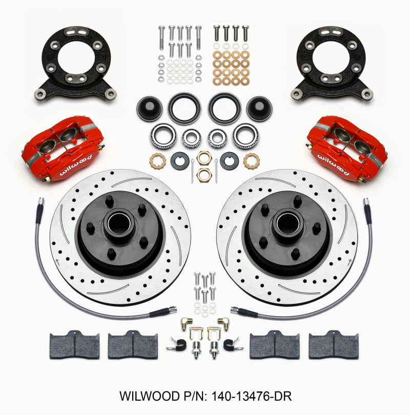 Wilwood Forged Dynalite-M Front Kit 11.30in 1 PC Rotor&Hub Drill-Red 1965-1969 Mustang Disc & Drum Wilwood Forged Dynalite-M Front Kit 11.30in 1 PC Rotor&Hub Drill-Red 1965-1969 Mustang Disc & Drum