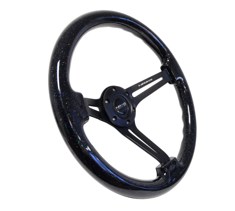 NRG Reinforced Steering Wheel (350mm / 3in. Deep) Black Multi Color Flake Wood w/ Black Matte Center NRG Reinforced Steering Wheel (350mm / 3in. Deep) Black Multi Color Flake Wood w/ Black Matte Center