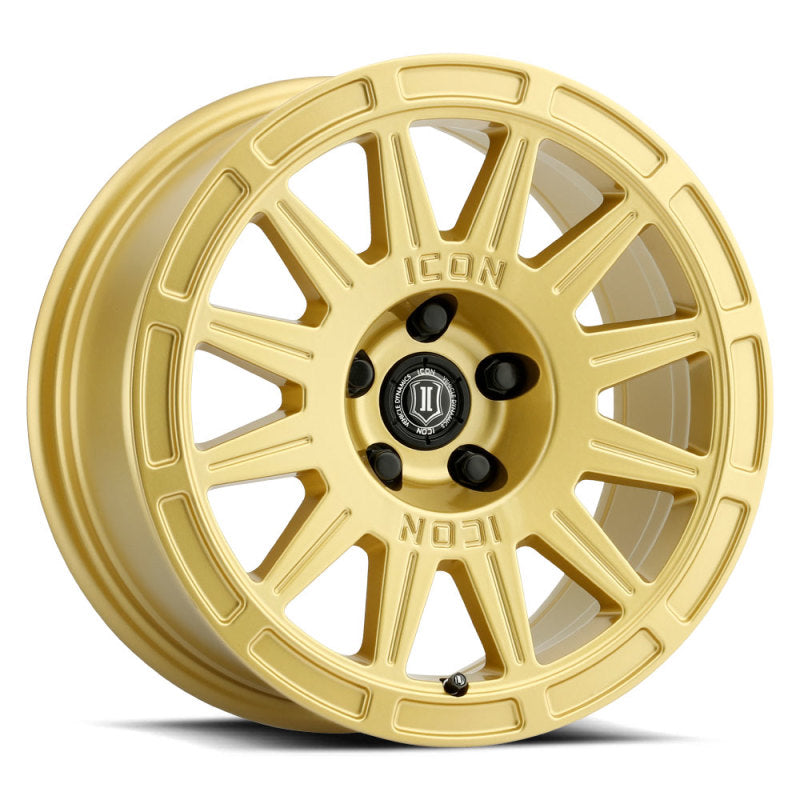 ICON Ricochet 17x8 5x4.5 38mm Offset 6in BS - Gloss Gold Wheel ICON Ricochet 17x8 5x4.5 38mm Offset 6in BS - Gloss Gold Wheel