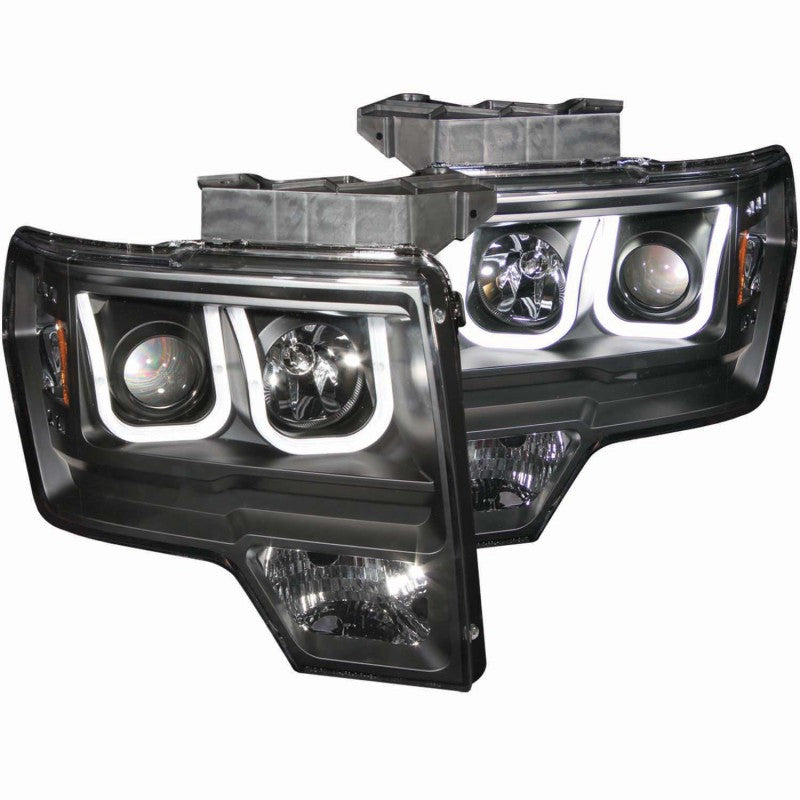 ANZO 2009-2014 Ford F-150 Projector Headlights w/ U-Bar Black ANZO 2009-2014 Ford F-150 Projector Headlights w/ U-Bar Black