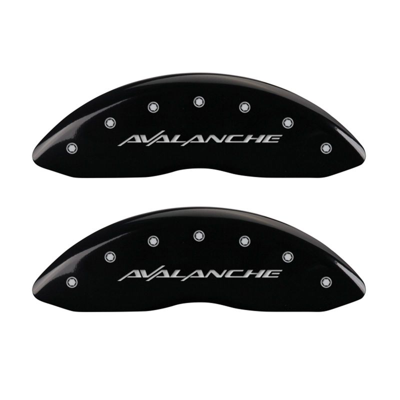 MGP 4 Caliper Covers Engraved Front & Rear Avalanche Black finish silver ch MGP 4 Caliper Covers Engraved Front & Rear Avalanche Black finish silver ch