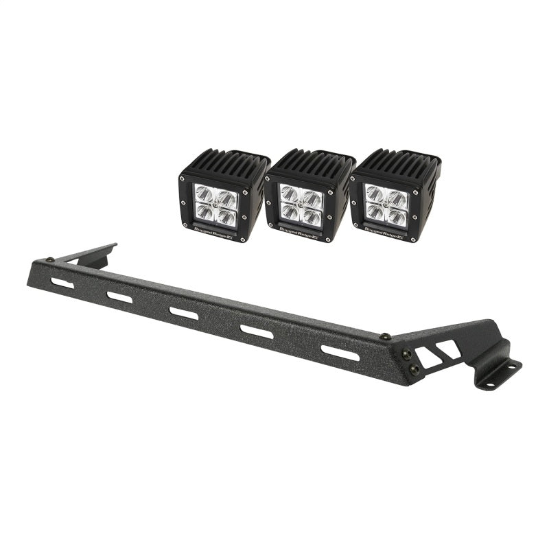 Rugged Ridge 07-18 Jeep Wrangler JK Black 3 Sqaure LED Hood Mounted Light Bar Kit Rugged Ridge 07-18 Jeep Wrangler JK Black 3 Sqaure LED Hood Mounted Light Bar Kit