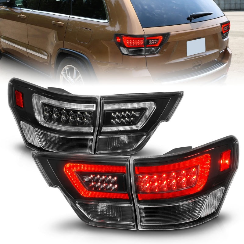 ANZO 11-13 Jeep Grand Cherokee LED Taillights w/ Lightbar Black Housing/Clear Lens 4pcs ANZO 11-13 Jeep Grand Cherokee LED Taillights w/ Lightbar Black Housing/Clear Lens 4pcs