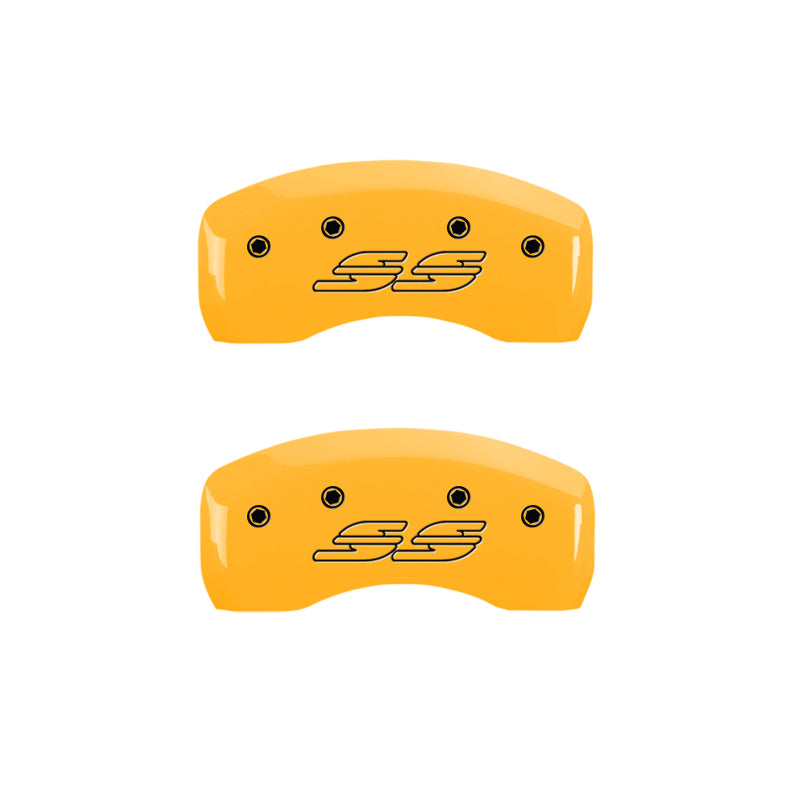 MGP 4 Caliper Covers Engraved Front & Rear Impala style/SS Yellow finish black ch MGP 4 Caliper Covers Engraved Front & Rear Impala style/SS Yellow finish black ch