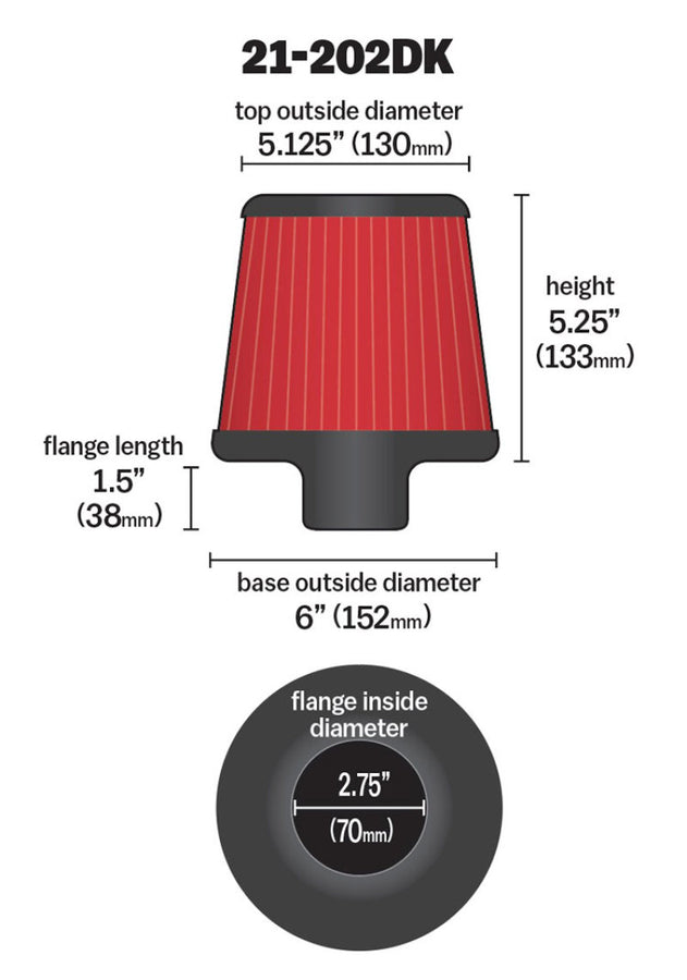 AEM 2.75 in Short Neck 5 in Element Filter AEM 2.75 in Short Neck 5 in Element Filter