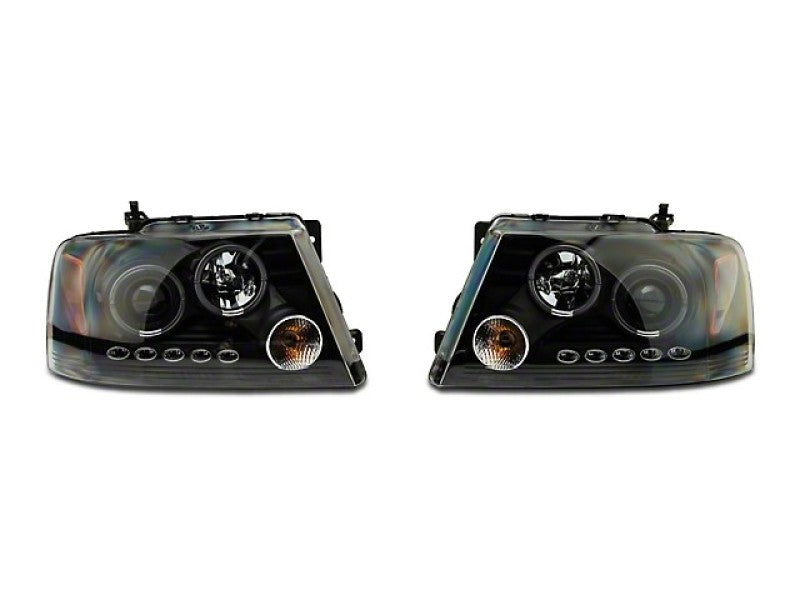 Raxiom 04-08 Ford F-150 Dual LED Halo Projector Headlights- Black Housing (Clear Lens) Raxiom 04-08 Ford F-150 Dual LED Halo Projector Headlights- Black Housing (Clear Lens)