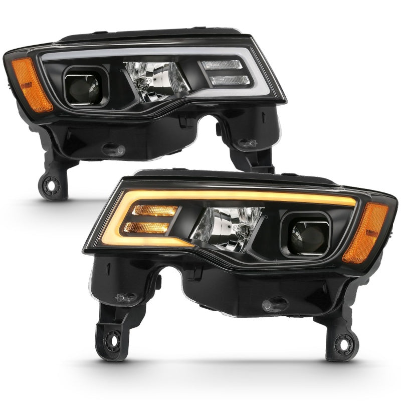 ANZO 2017-2018 Jeep Grand Cherokee Projector Headlights w/ Plank Style Switchback - Chrome w/ Amber ANZO 2017-2018 Jeep Grand Cherokee Projector Headlights w/ Plank Style Switchback - Chrome w/ Amber