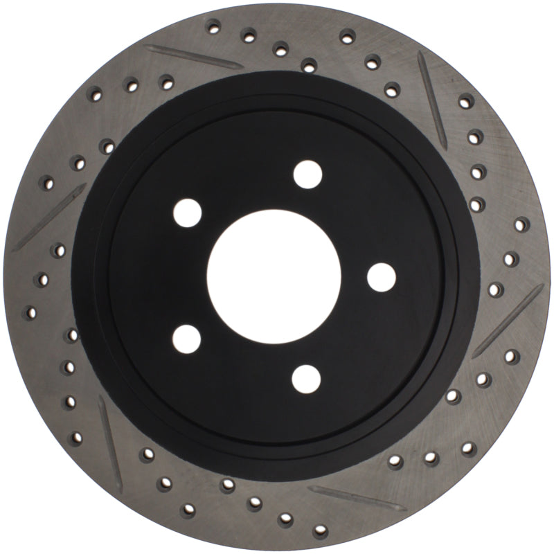 StopTech 05-10 Ford Mustang Slotted & Drilled Left Rear Rotor StopTech 05-10 Ford Mustang Slotted & Drilled Left Rear Rotor