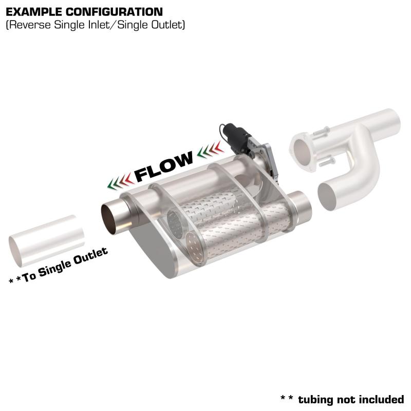 QTP 3in Weld-On Reverse 304SS Screamer Muffler Short Case w/Bolt-On QTEC Electric Cutout QTP 3in Weld-On Reverse 304SS Screamer Muffler Short Case w/Bolt-On QTEC Electric Cutout