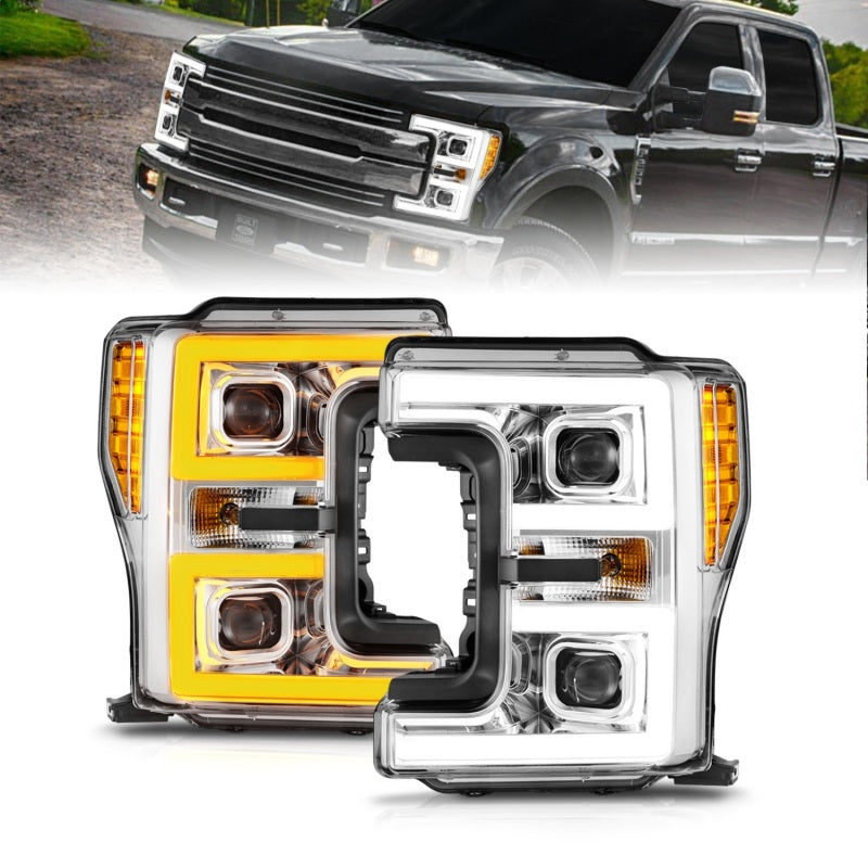 ANZO 17-19 Ford F-250/350/450 SD (w/o Factory LED HL) LED Proj Headlights w/Light Bar Switchback Chr ANZO 17-19 Ford F-250/350/450 SD (w/o Factory LED HL) LED Proj Headlights w/Light Bar Switchback Chr