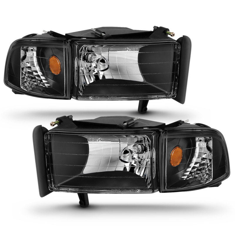 ANZO 1994-2001 Dodge Ram Crystal Headlights Black ANZO 1994-2001 Dodge Ram Crystal Headlights Black