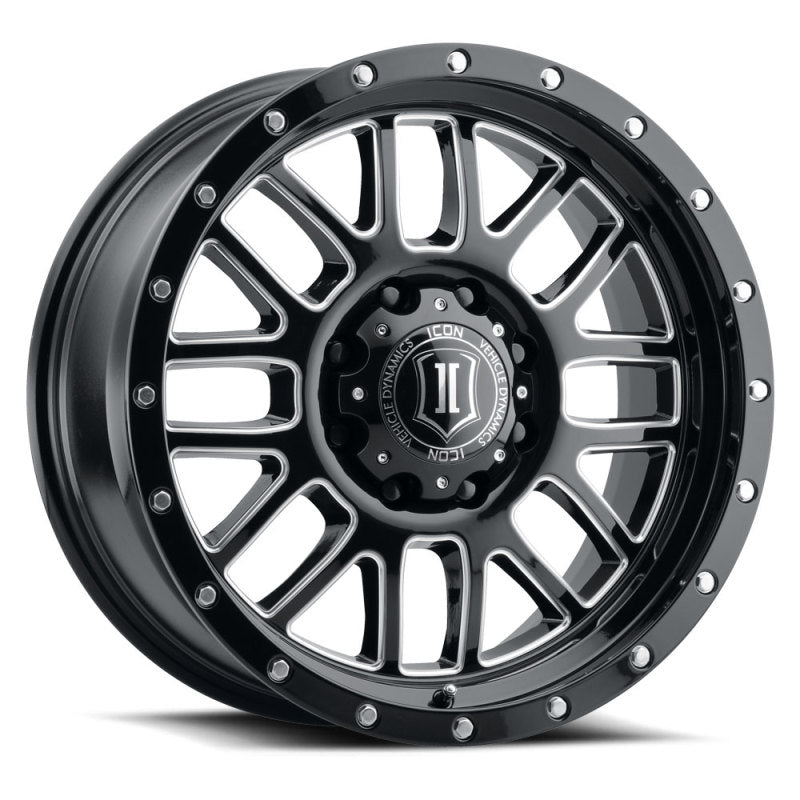 ICON Alpha 20x9 8x6.5in 19mm Offset 5.75in BS Gloss Black Milled Spokes Wheel ICON Alpha 20x9 8x6.5in 19mm Offset 5.75in BS Gloss Black Milled Spokes Wheel