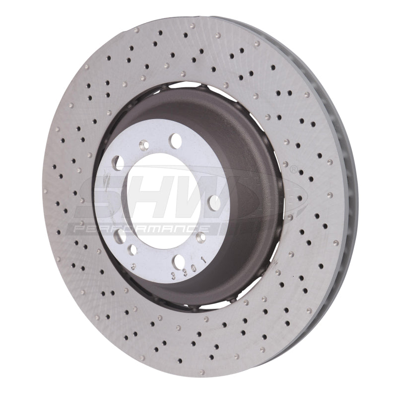SHW 14-19 Porsche 911 Turbo 3.8L w/o Ceramics Left Rear Drilled-Dimpled LW Brake Rotor (99135240703) SHW 14-19 Porsche 911 Turbo 3.8L w/o Ceramics Left Rear Drilled-Dimpled LW Brake Rotor (99135240703)
