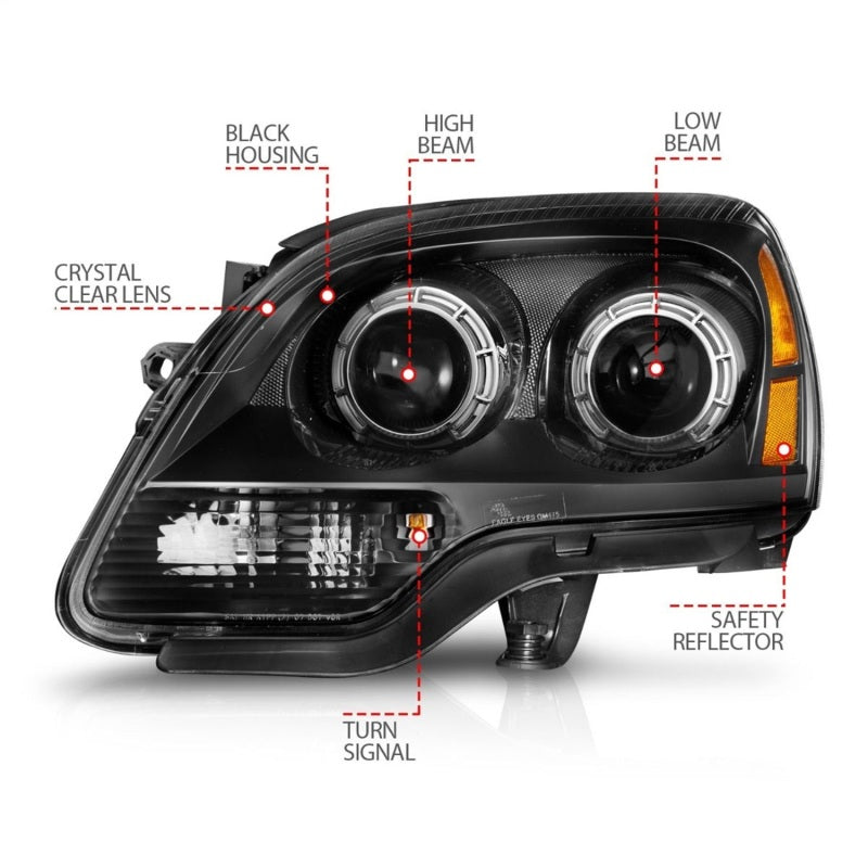 ANZO 2007-2012 GMC Acadia Projector Headlights Balck Housing ANZO 2007-2012 GMC Acadia Projector Headlights Balck Housing