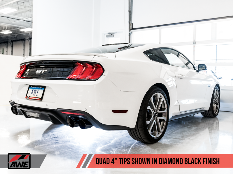 AWE Tuning 2018+ Ford Mustang GT (S550) Cat-back Exhaust - Track Edition (Quad Diamond Black Tips) AWE Tuning 2018+ Ford Mustang GT (S550) Cat-back Exhaust - Track Edition (Quad Diamond Black Tips)
