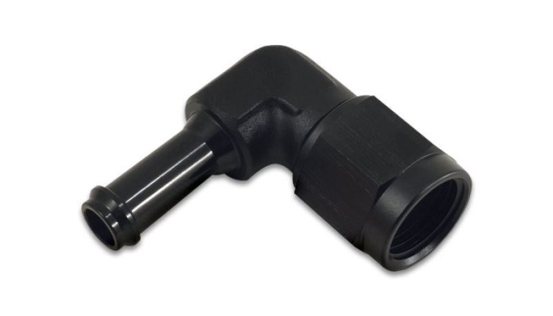 Vibrant Female -6AN to 5/16in Hose Barb 90 Degree Adapter Fitting - Anodized Black Vibrant Female -6AN to 5/16in Hose Barb 90 Degree Adapter Fitting - Anodized Black
