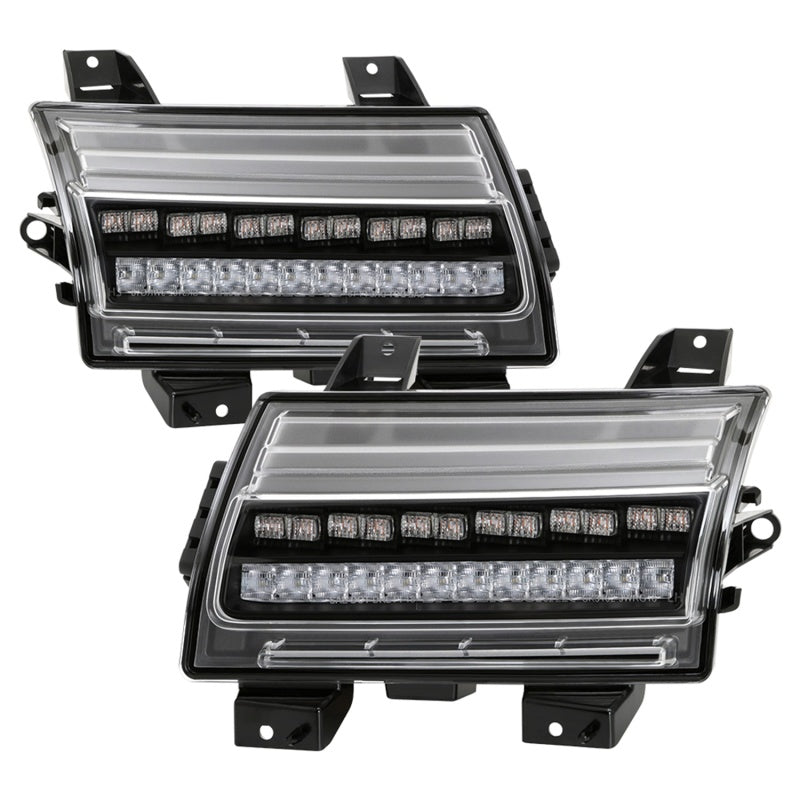 Spyder Jeep Wrangler 2018-2019 (Halogen Model Only) LED Front Bumper Lights - Seq. Signal - Black Spyder Jeep Wrangler 2018-2019 (Halogen Model Only) LED Front Bumper Lights - Seq. Signal - Black