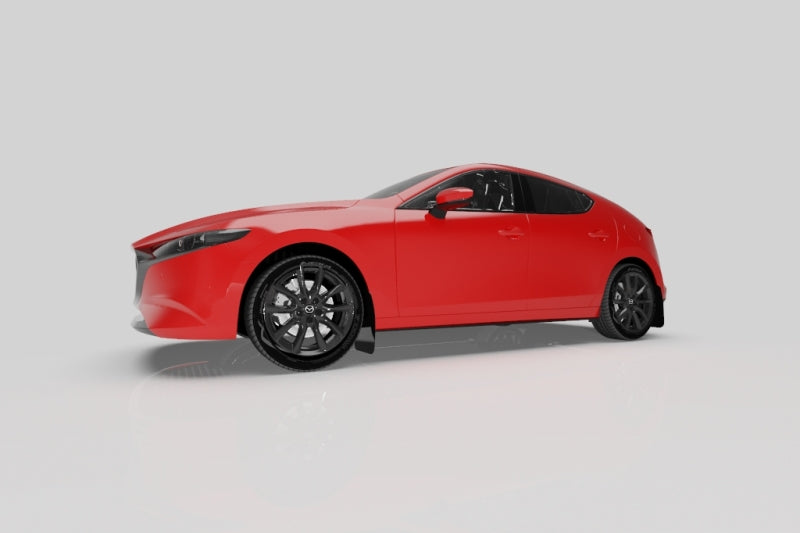 Rally Armor 19-25 Mazda3 Hatchback Black UR Mud Flap w/White Logo Rally Armor 19-25 Mazda3 Hatchback Black UR Mud Flap w/White Logo