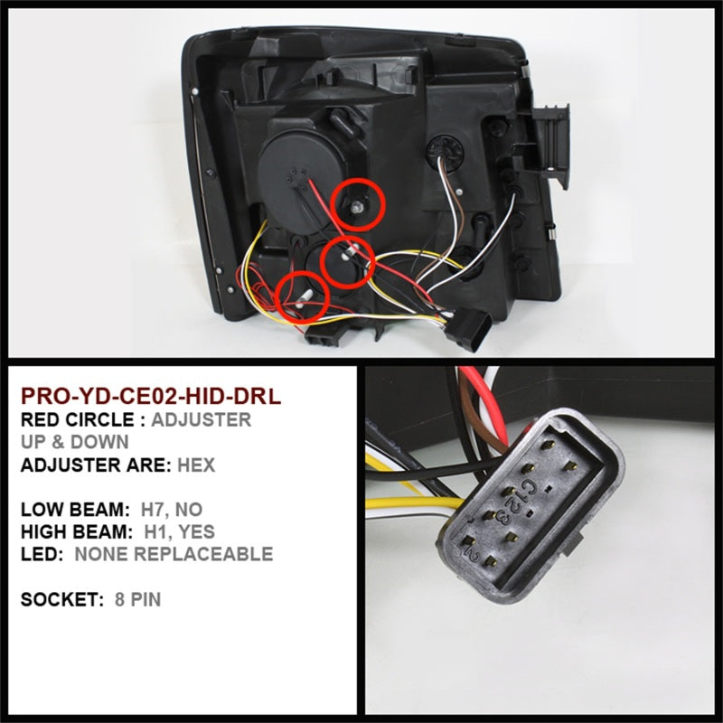 Spyder Cadillac Escalade 02-06 Projector Xenon/HID Model- LED Halo DRL Blk PRO-YD-CE02-HID-DRL-BK Spyder Cadillac Escalade 02-06 Projector Xenon/HID Model- LED Halo DRL Blk PRO-YD-CE02-HID-DRL-BK