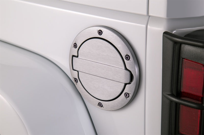 AMP Research 2007-2017 Jeep Wrangler JK 2/4 Door Fuel Door - Brushed AMP Research 2007-2017 Jeep Wrangler JK 2/4 Door Fuel Door - Brushed