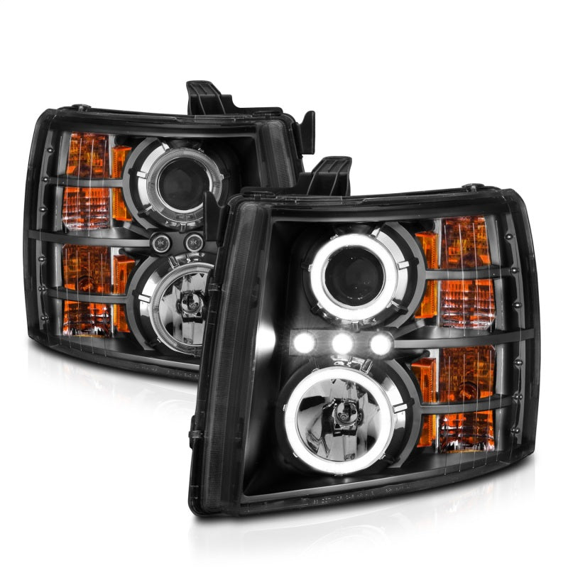 ANZO 2007-2013 Chevrolet Silverado 1500 Projector Headlights w/ Halo Black ANZO 2007-2013 Chevrolet Silverado 1500 Projector Headlights w/ Halo Black