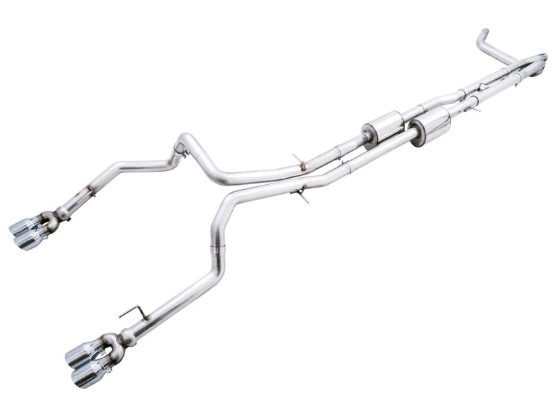 AWE Tuning 22-23 GMC Sierra 1500 AT4X 6.2L 0FG Catback Split Dual (Flat Bumper) - Chrome Silver Tips AWE Tuning 22-23 GMC Sierra 1500 AT4X 6.2L 0FG Catback Split Dual (Flat Bumper) - Chrome Silver Tips