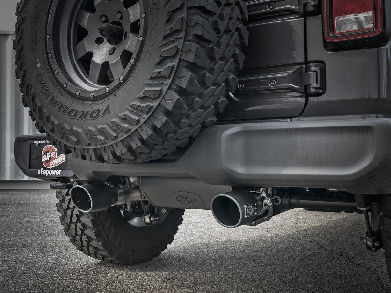aFe Rebel Series 409 Stainless Steel Cat-Back Exhaust 18-21 Jeep Wrangler JL 2.0L (t) - Black Tip aFe Rebel Series 409 Stainless Steel Cat-Back Exhaust 18-21 Jeep Wrangler JL 2.0L (t) - Black Tip
